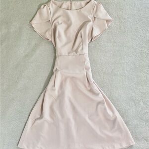 Pale Blush Midi Dress with Flutter Sleeves